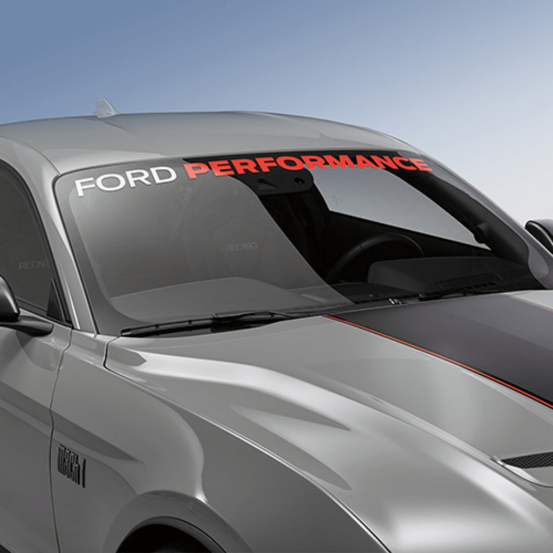 2005 - 2023 Mustang "FORD PERFORMANCE" Windshield Banner - White and Red - Ford Show Parts